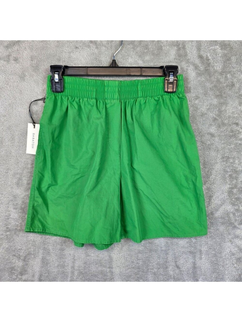 Babaton Gautier Bermuda Shorts Womens XS Gloss Green Elastic Waist Poplin Casual